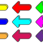 red yellow green pink arrow icon