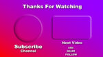Simple Gradient Purple and Pink end screen in youtube