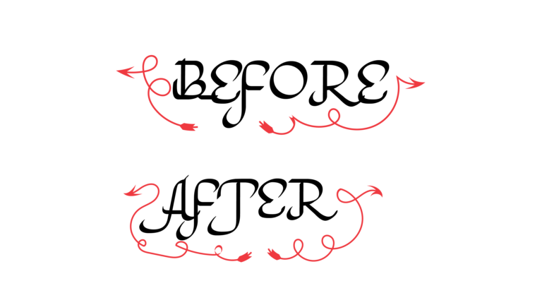 Decorative font style with a red arrow before after png