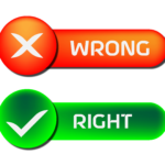 Ornage and green right and wrong png image.