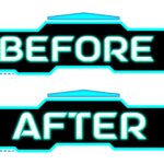 Sci fi Futrestick cyan teal and black before after text png