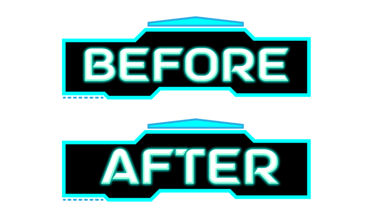 Sci fi Futrestick cyan teal and black before after text png