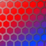 red abstract background with honeycomb pattern.