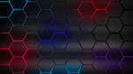 Dark futuristic hexagon carbon fiber with red and blue glowing lights gamer backgrond