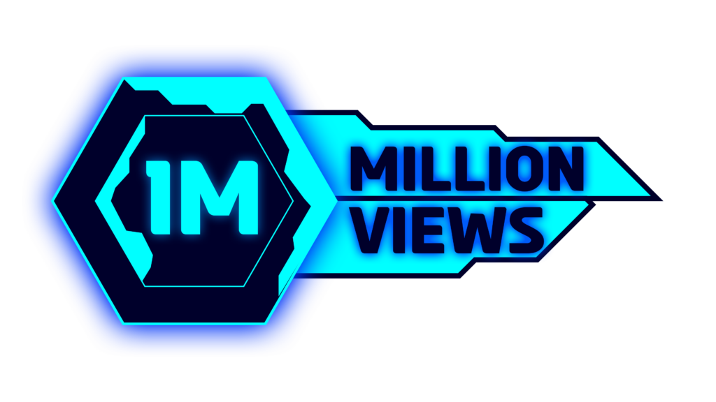 1 Million View PNG Download Futuristic hexagon HUD Elements in Cyan and Blue