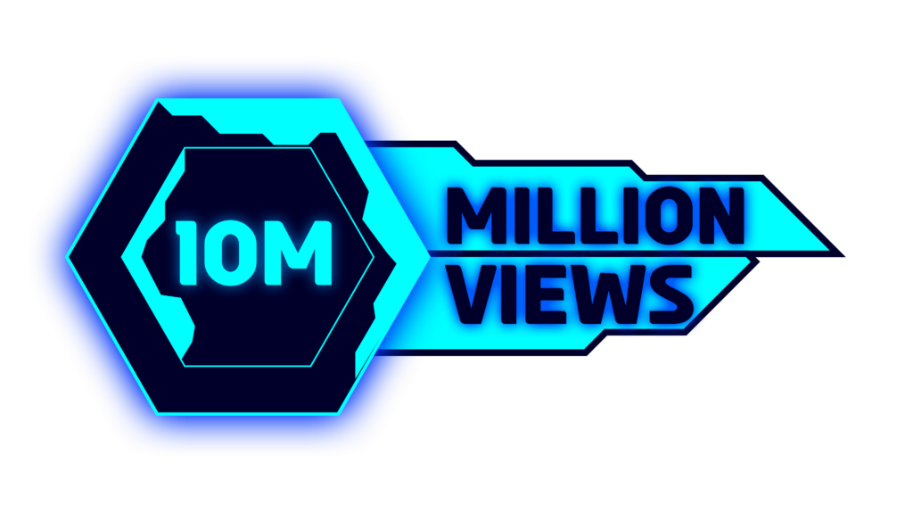 10 Million View PNG Download Futuristic hexagon HUD Elements in Cyan and Blue