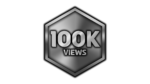 100k views in hexagone silver shape png icon