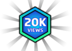 20k views in blue color hexagone style png