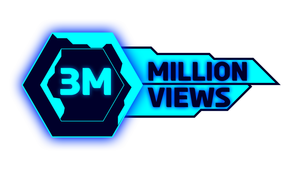 3 Million View PNG Download Futuristic hexagon HUD Elements in Cyan and Blue