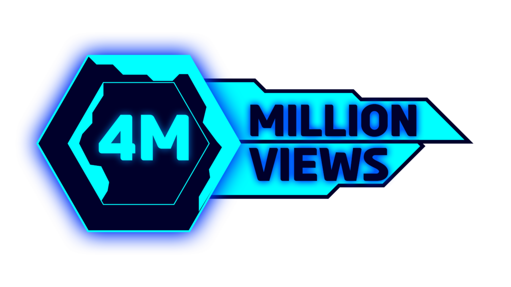 4 Million View PNG Download Futuristic hexagon HUD Elements in Cyan and Blue