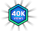 40k views in blue color hexagone style png