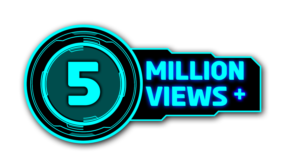 5 Million View PNG Downloads Stunning circle Graphics with Black and Cyan sci fi HUD Displays