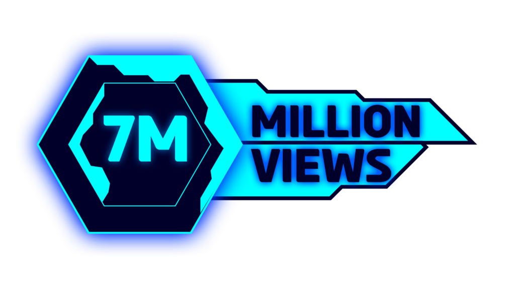 7 Million View PNG Download Futuristic hexagon HUD Elements in Cyan and Blue