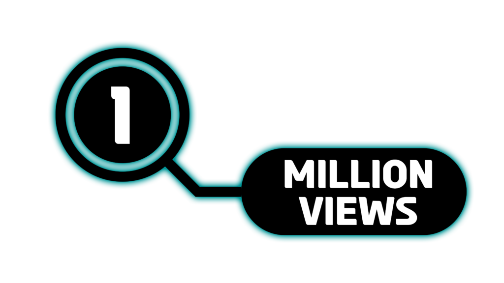 Black and white 1 Million views PNG Infographic