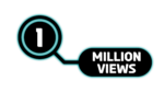Black and white 1 Million views PNG Infographic