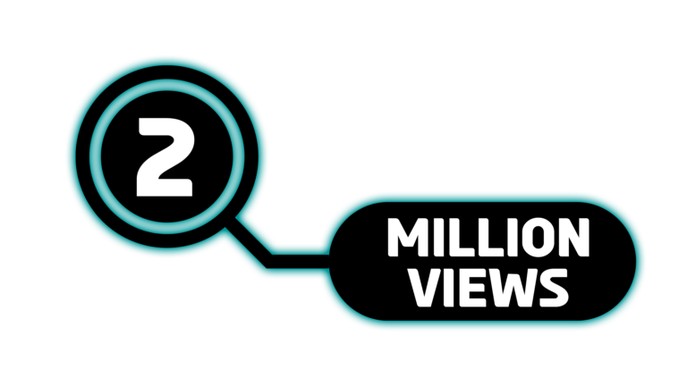Black and white 2 Million views PNG Infographic