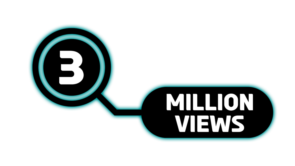 Black and white 3 Million views PNG Infographic
