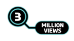 Black and white 3 Million views PNG Infographic