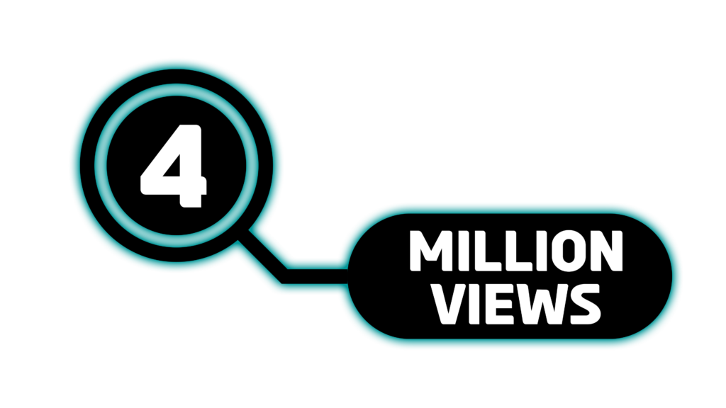 Black and white 4 Million views PNG Infographic
