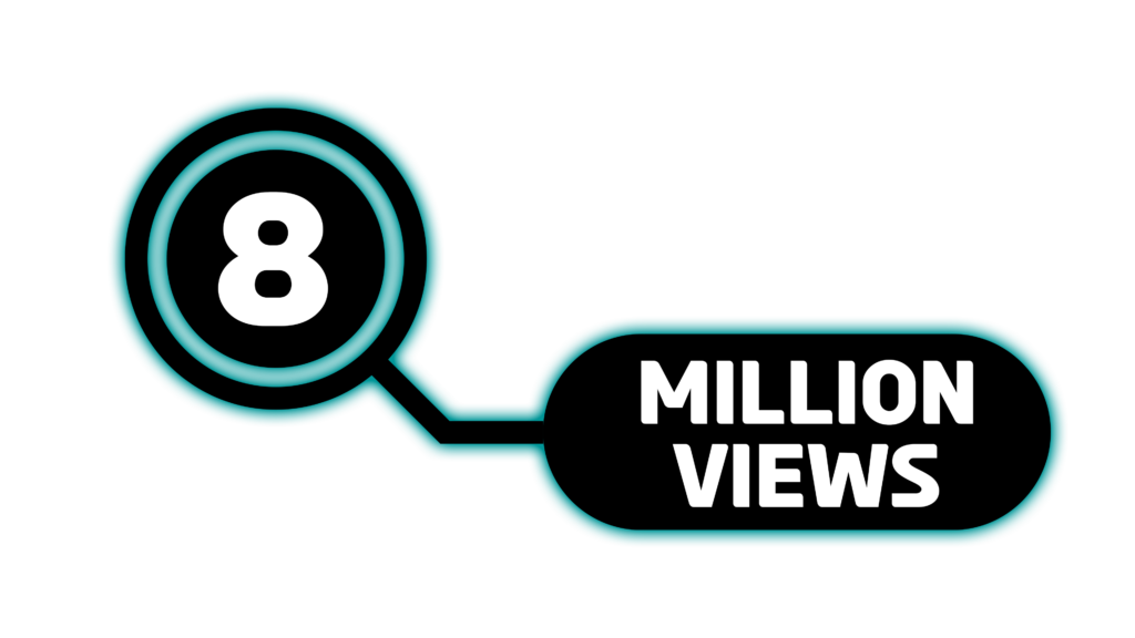 Black and white 8 Million views PNG Infographic