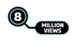 Black and white 8 Million views PNG Infographic