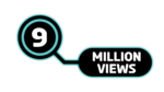 Black and white 9 Million views PNG Infographic