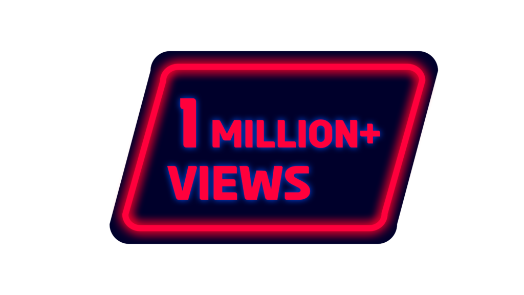 Light Up Your Success 1 Million Views 1M view PNGs with Red Neon Design and Typography
