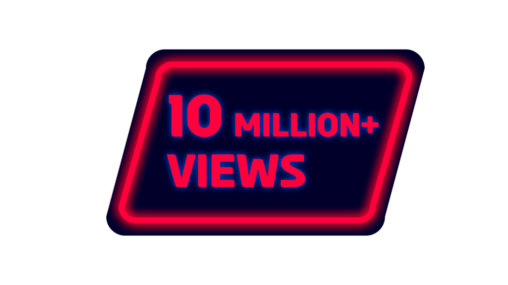 Light Up Your Success 10 Million Views 10M view PNGs with Red Neon Design and Typography