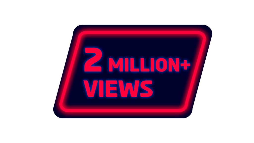 Light Up Your Success 2 Million Views 2M view PNGs with Red Neon Design and Typography