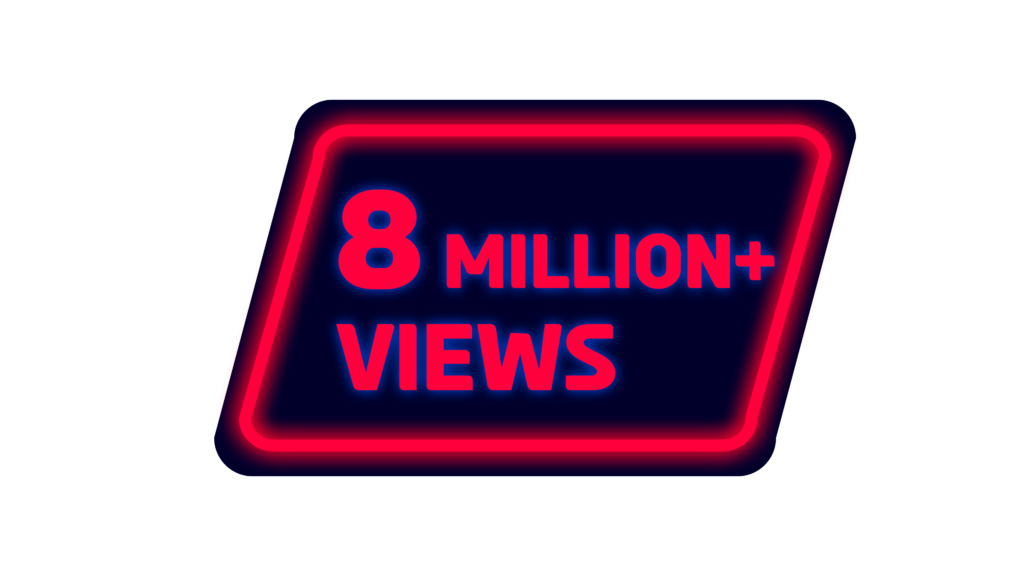 Light Up Your Success 8 Million Views 8M view PNGs with Red Neon Design and Typography