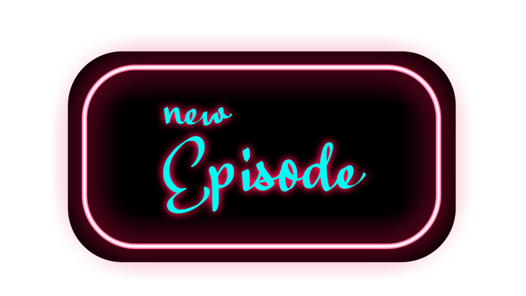 New episode text png with neon red light