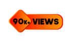 Orange 90k views png image in square shape design