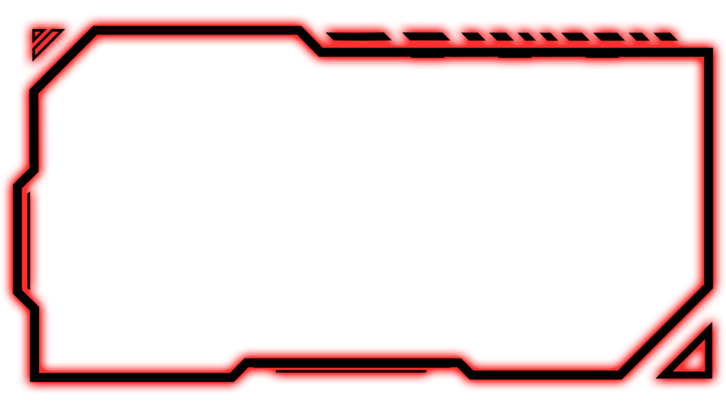 Red Gaming Futuristic HUD Display Border PNG with Hologram Technology and Black Panel