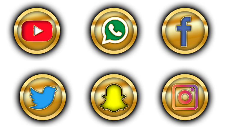 Social media icon in golden color premium