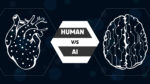 Human VS Ai Background , Brain and heart hd background
