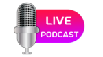 Live Podcast Microphone with Transparent Red Background Seamless Integration into Designs.