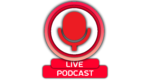 Live Podcast Text With Headphones Icon PNG Perfect for Audio, Music, and Podcasting Websites.