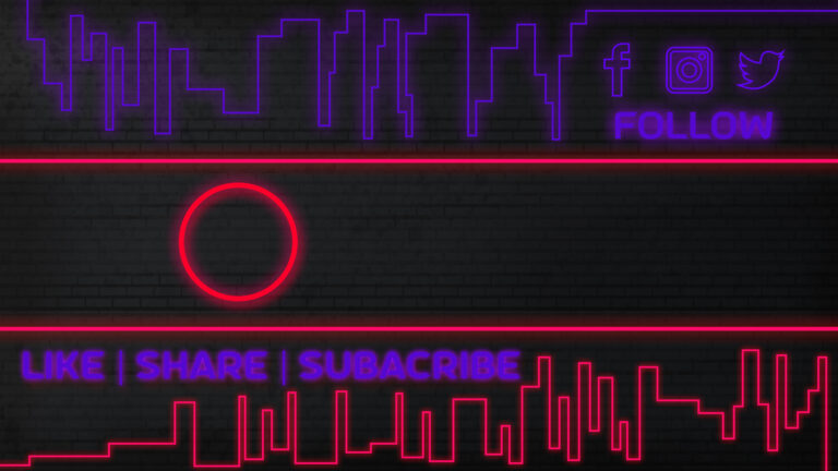 Neon youtube banner red and purple