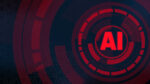 Red Ai artificial intelligence background, futuristic circle red Ai background