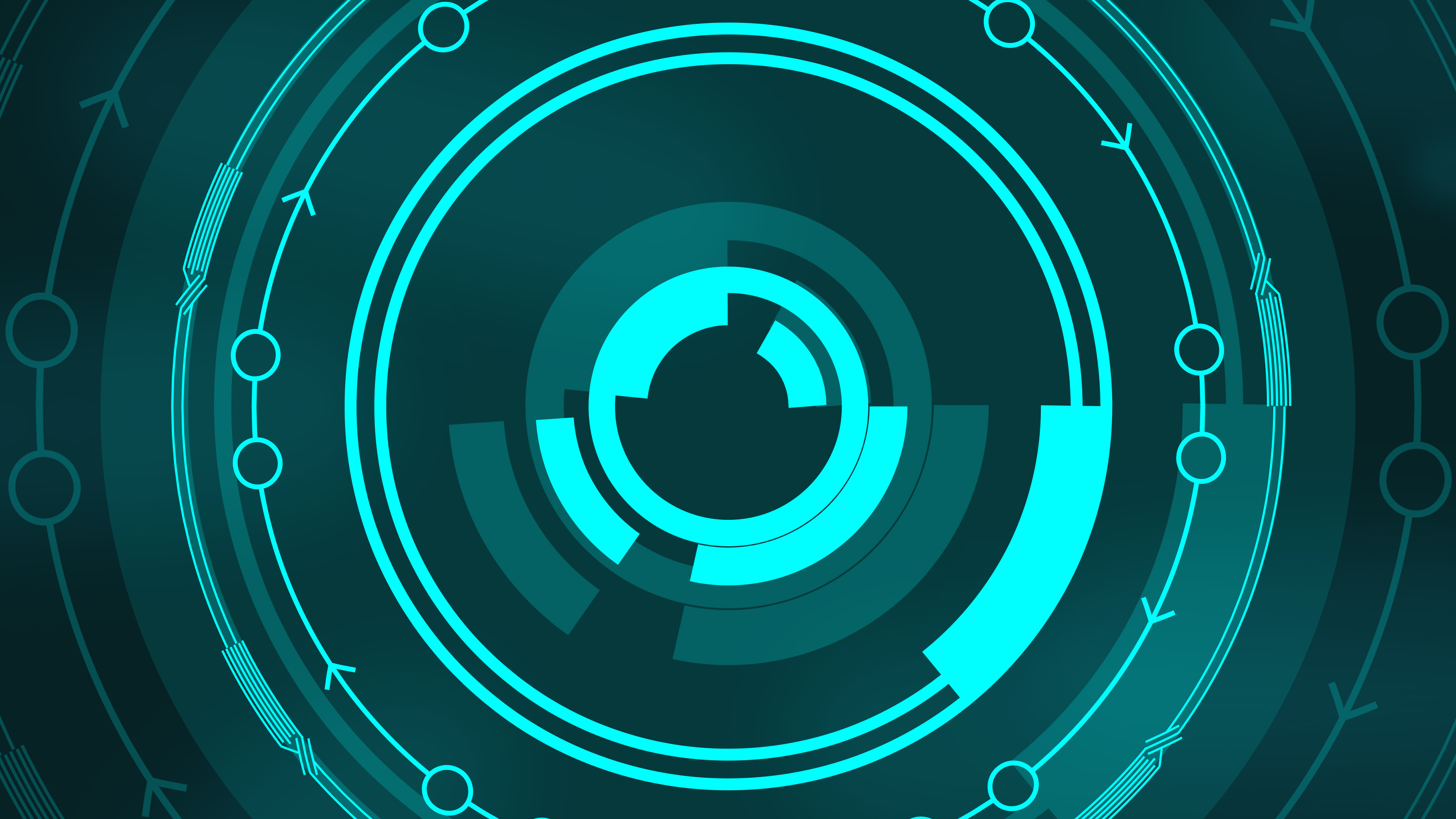 Seamless AI Integration Abstract Circle Patterns and Connecting Lines on Turquoise and Black Background
