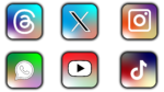 Gradient background social media icon png, threads, tiktok, youtube, whatsapp, insta pngs