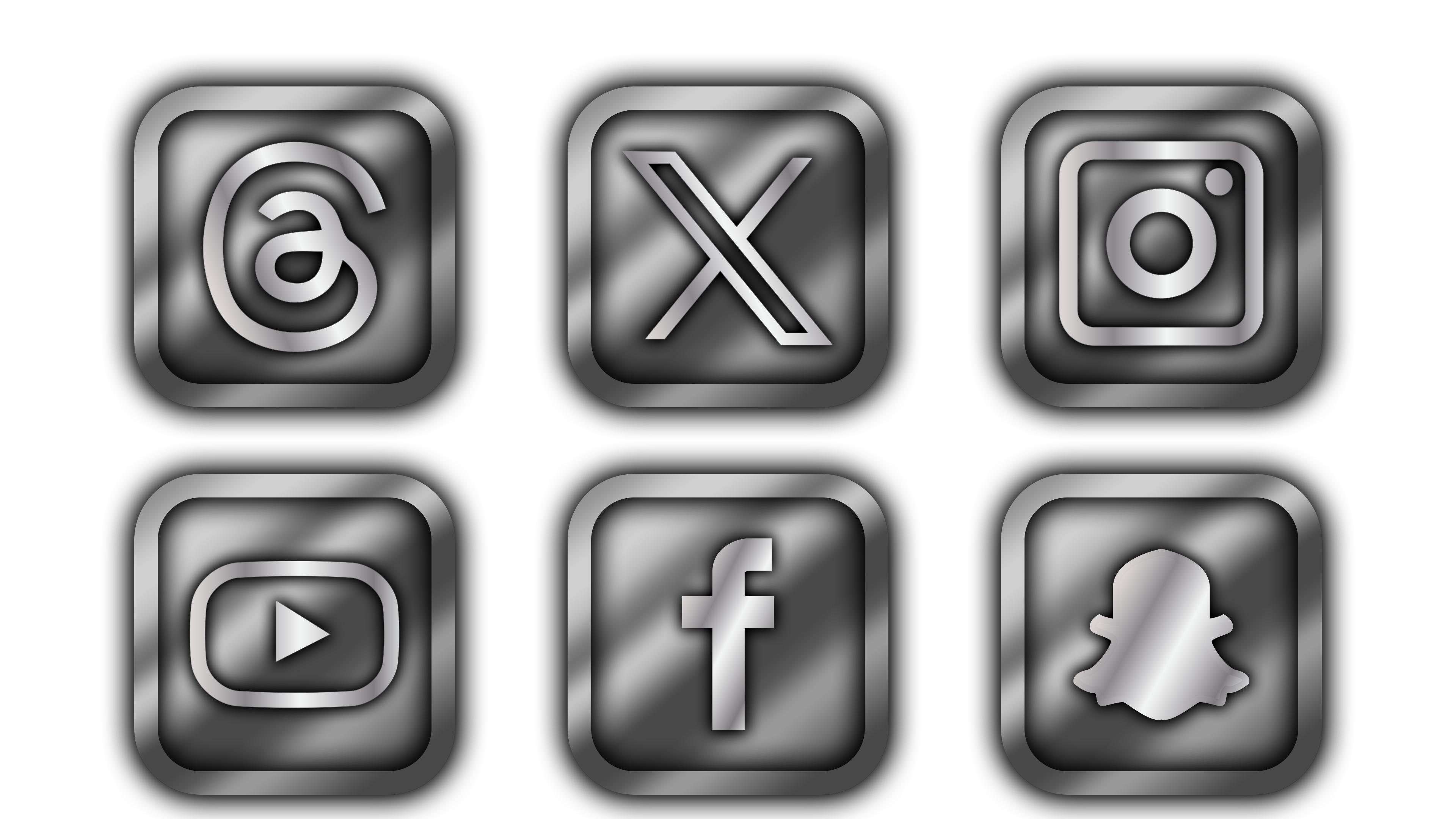 Silver metal plate Threads, x twitter, instagram, , facebook,  snapchat app logo png free download - veeForu