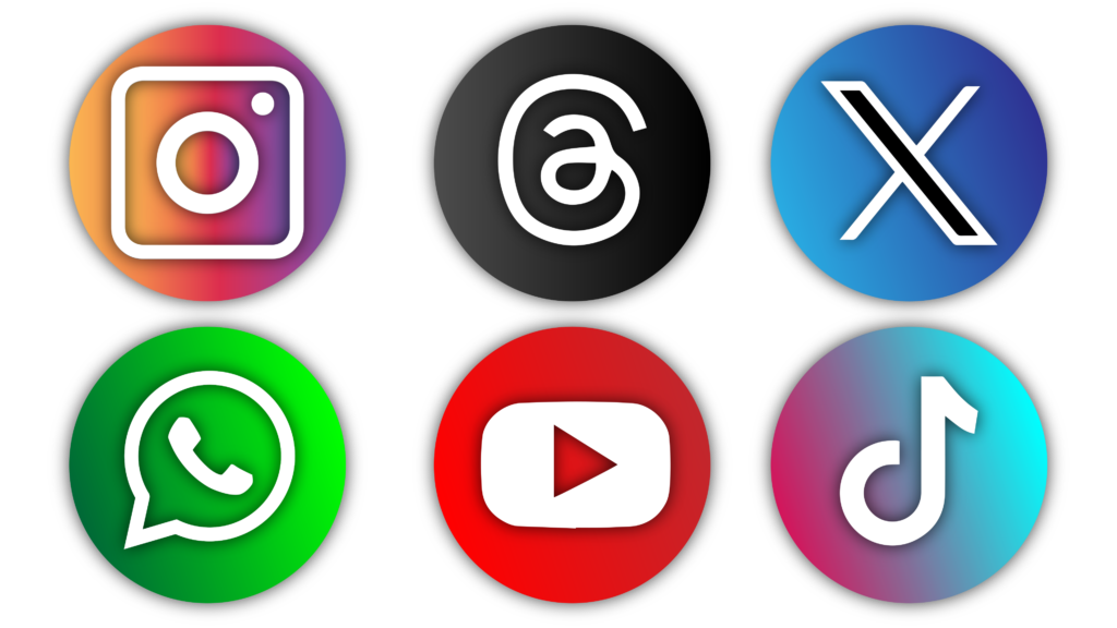 Social media app icon png, insta, threads, new twitter x ,