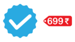 indian 699 ruppes symbol with instagram blue tick png