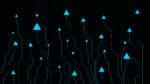 Cosmic Connections Triangle Abstract Blue Background with Sci Fi Gaming HUD Interface